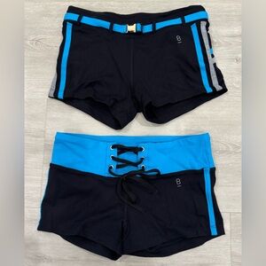 ‼️SOLD‼️ Ph8 by BEBE - 2 athletic booty shorts blue/turquoise lace up & belted